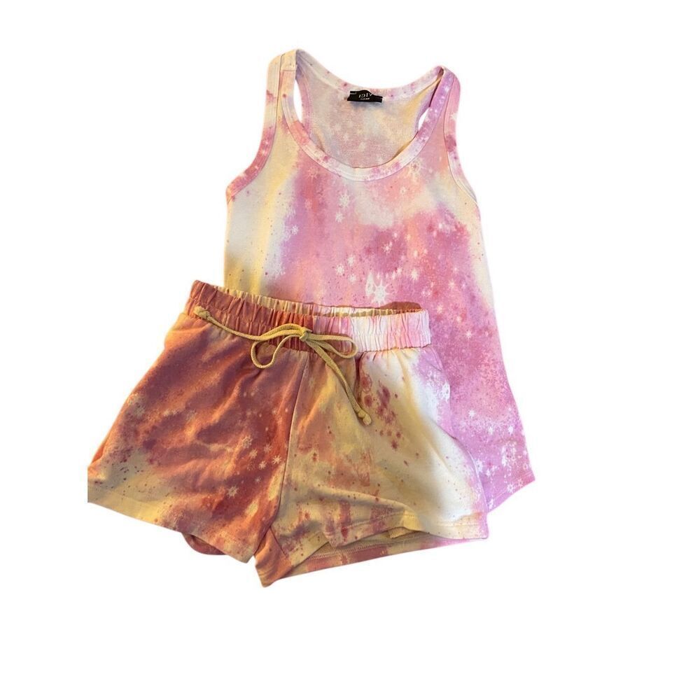 Vici women’s two piece, tie-dye, tank top and shorts set size small